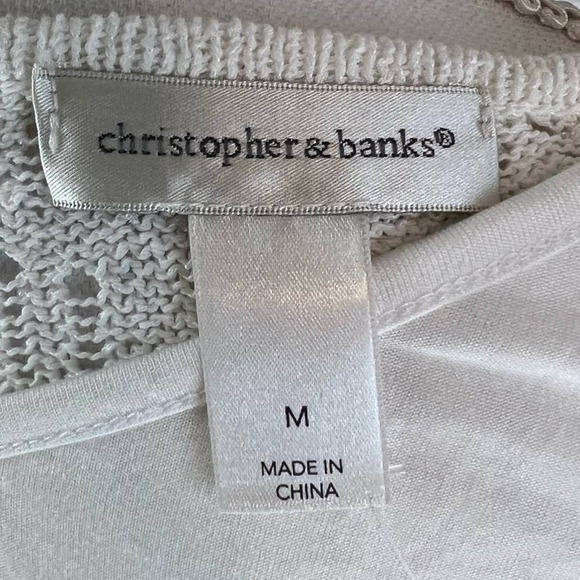Christopher & Banks sz. med. white tunic asymmetrical sweater w tank # 1532 - Picture 9 of 11